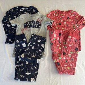 Lot of 2 Star Wars Kids Pajama Sets Size XL (12) Spaceship & Holiday Prints